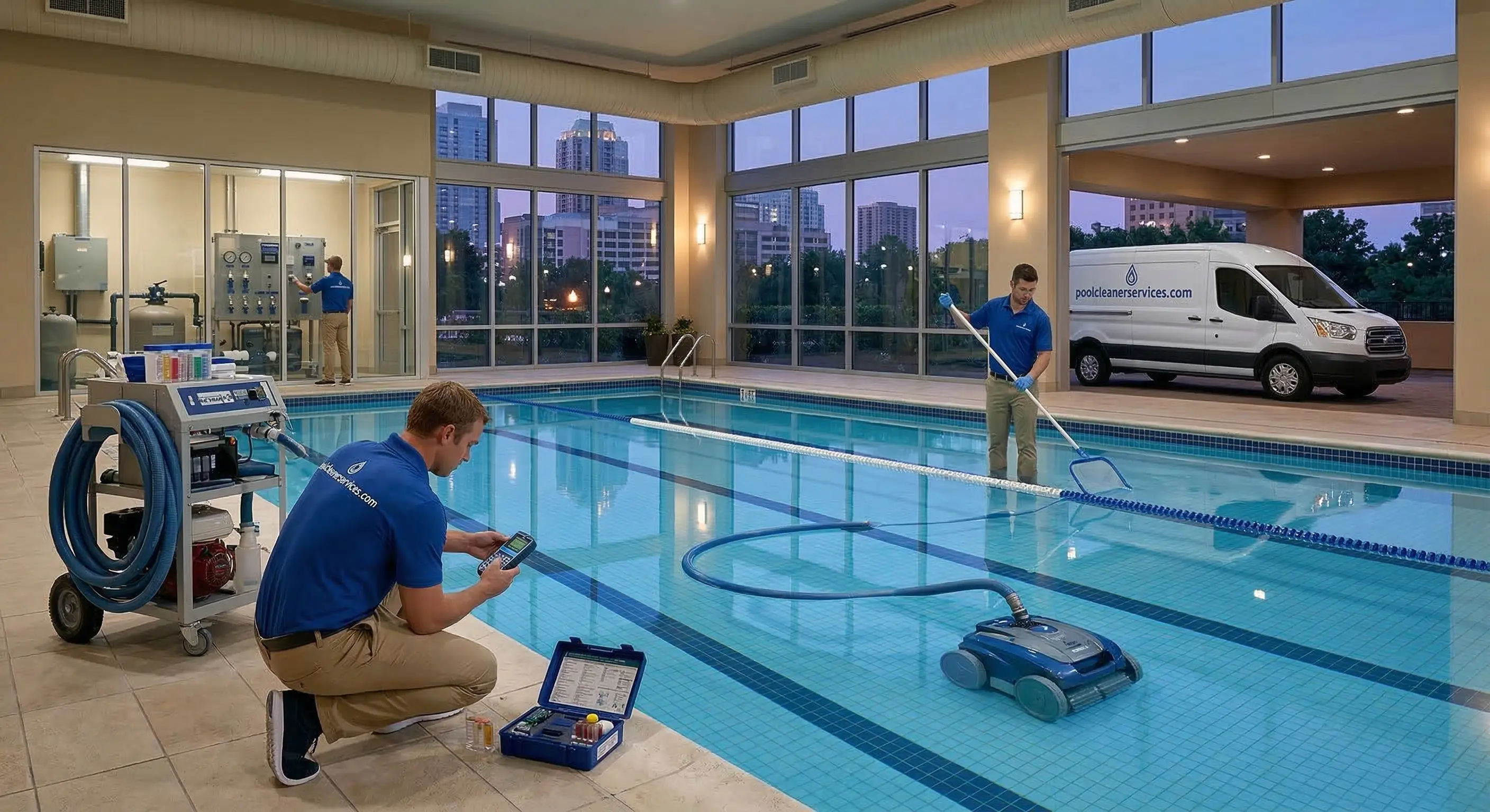 Professional pool care team