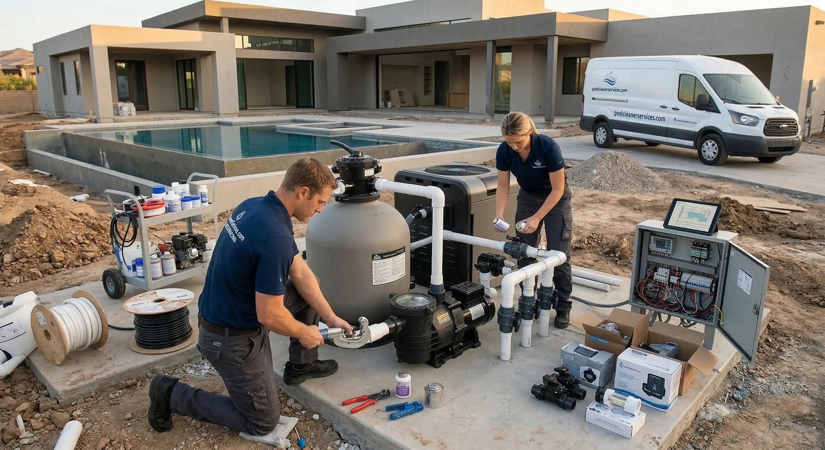 Professional pool care team