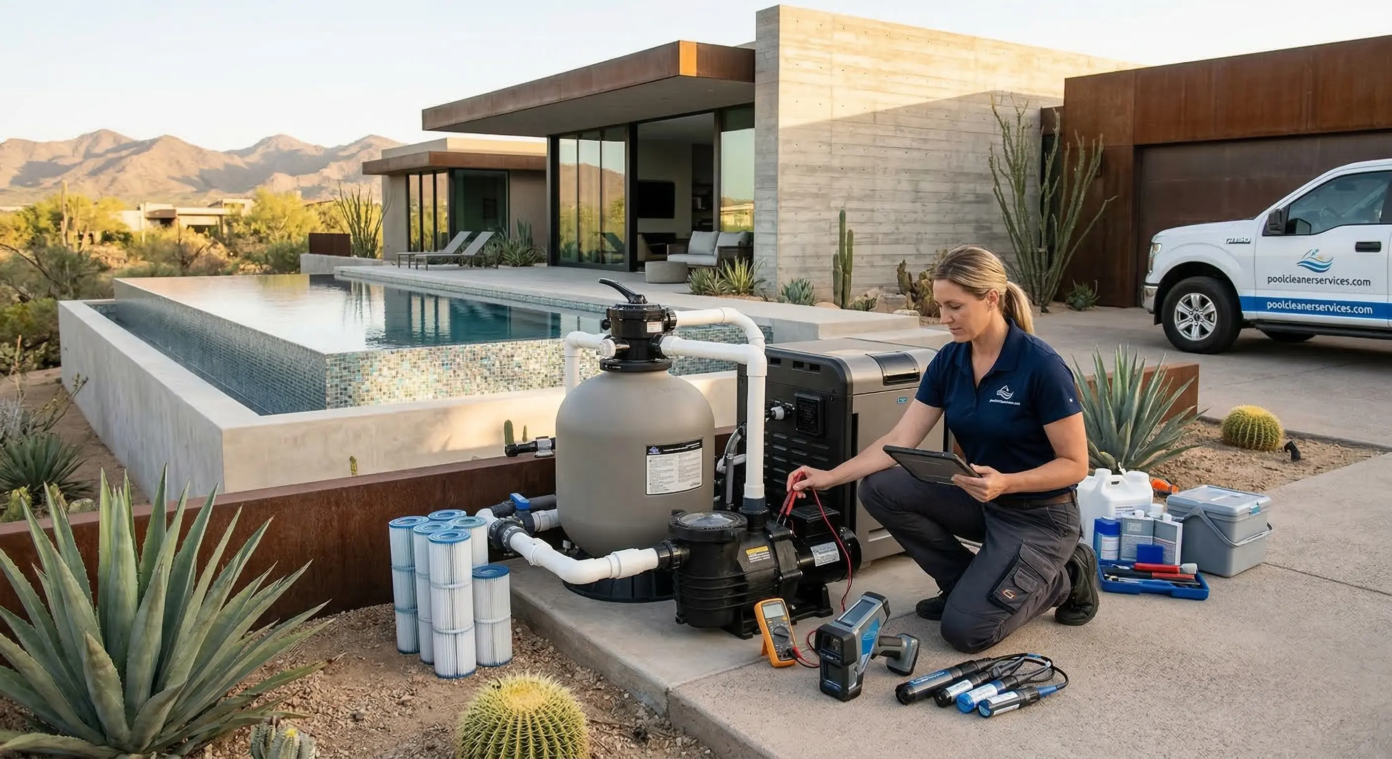 Professional pool care team