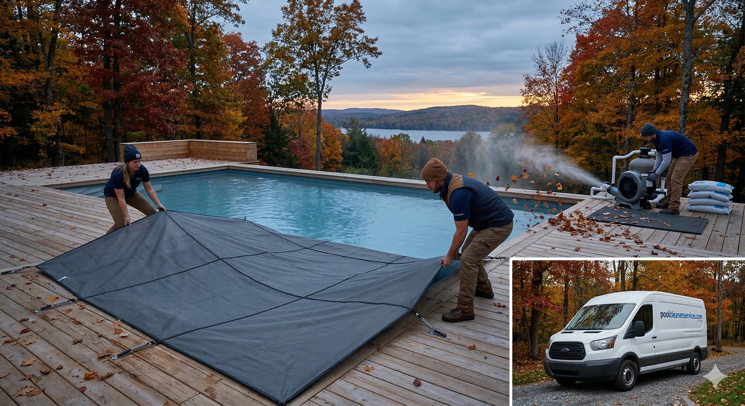 Professional pool care team