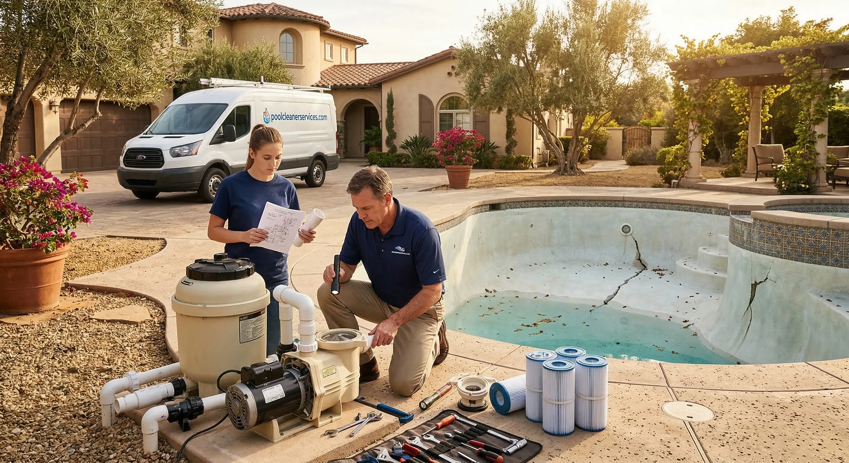 Professional pool care team