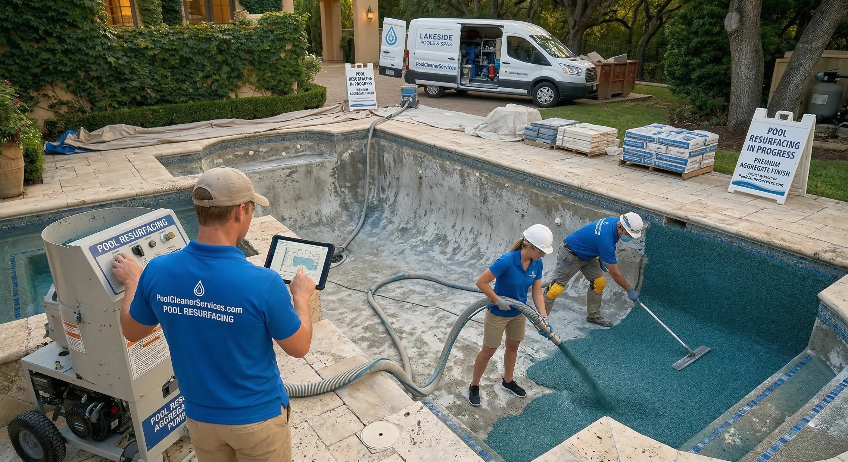 Professional pool care team